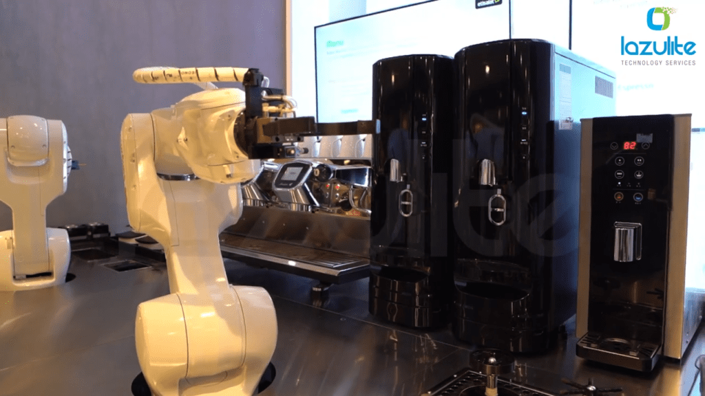 Kinetically moving TVs for Etisalat’s “Robotic Barista” at GITEX 2019 by Lazulite